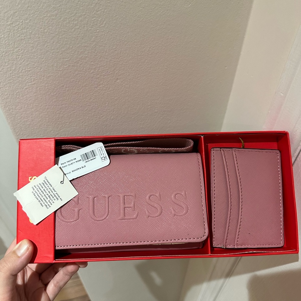GUESS Pink Cardholder and Wallet Set